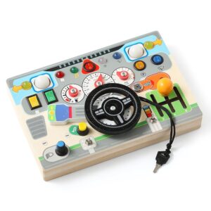 Busy Board Montessori z kierownicą i LED