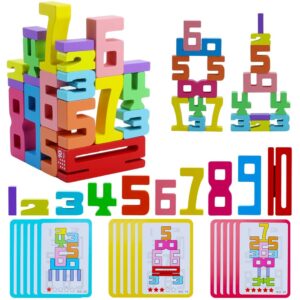 Drewniane Klocki Numeryczne Montessori dla Dzieci