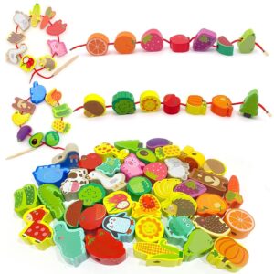 Drewniane koraliki dla dzieci, 42 sztuki