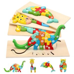 Drewniane puzzle Montessori dla dzieci 1-3 lat