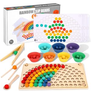 LEAZZLE Drewniana zabawka Montessori z koralikami